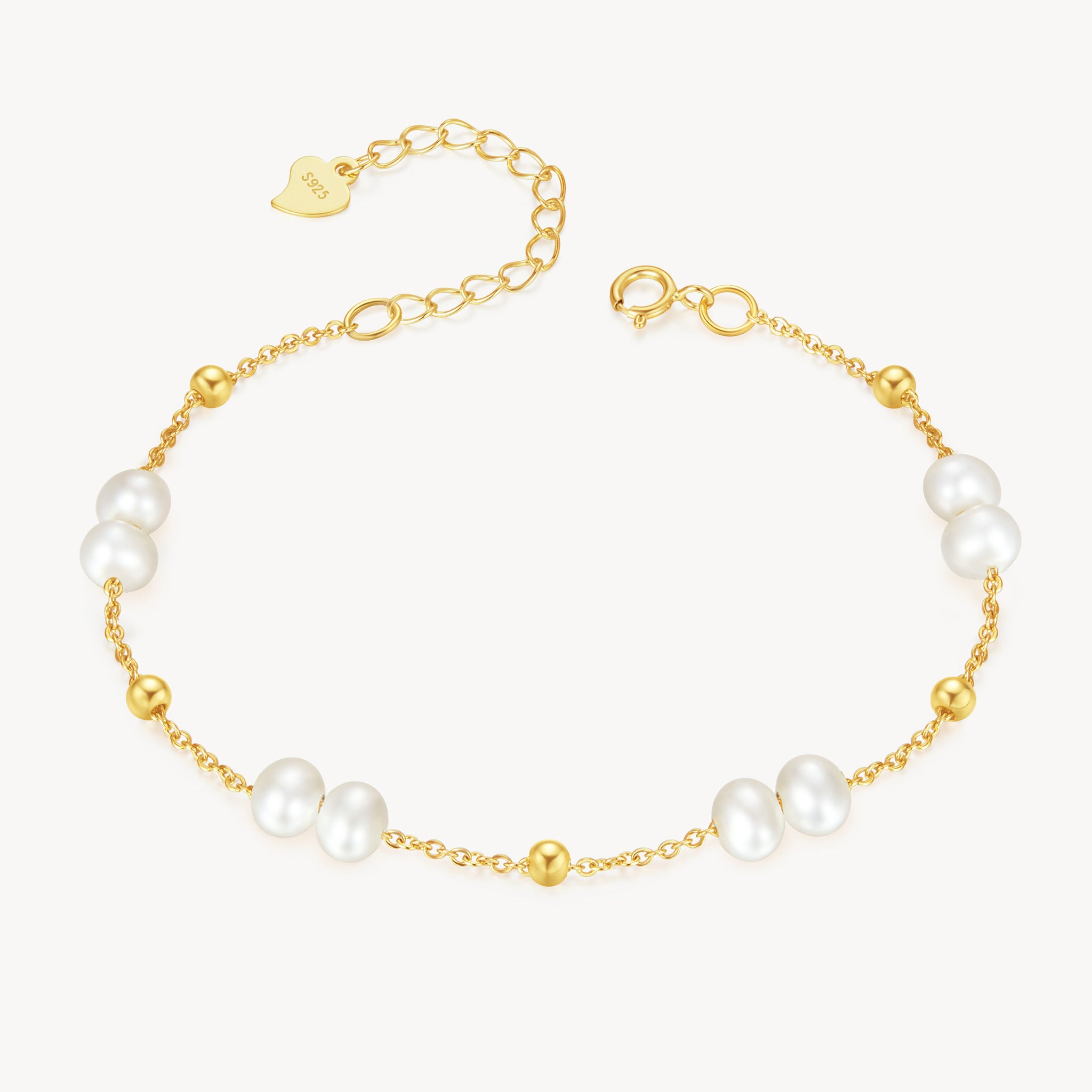 Gold Watch Mother-of-Pearl & Necklace & Pearl Bracelet Gift Set