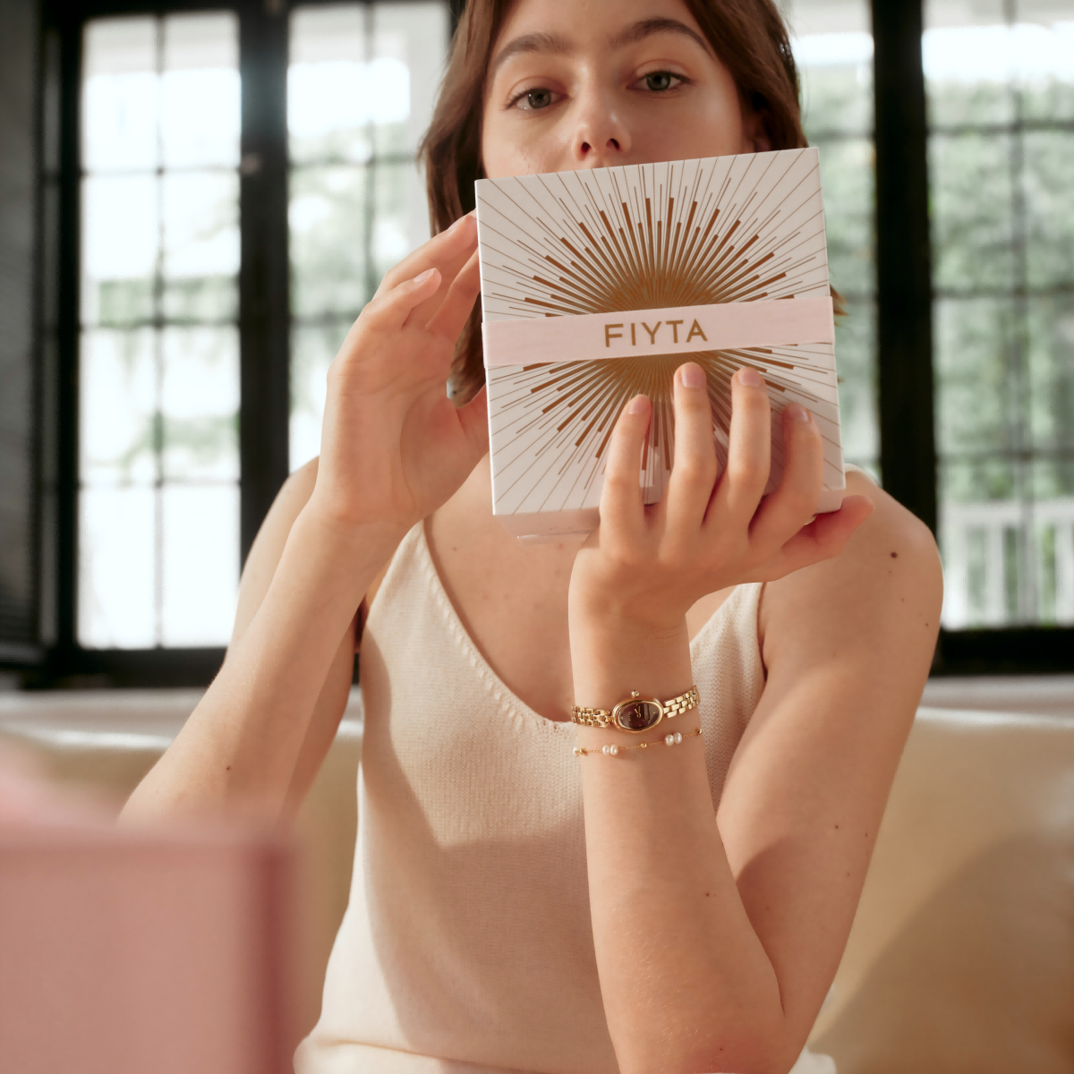 Little Golden Bean Watches & Pearl Bracelet Gift Set