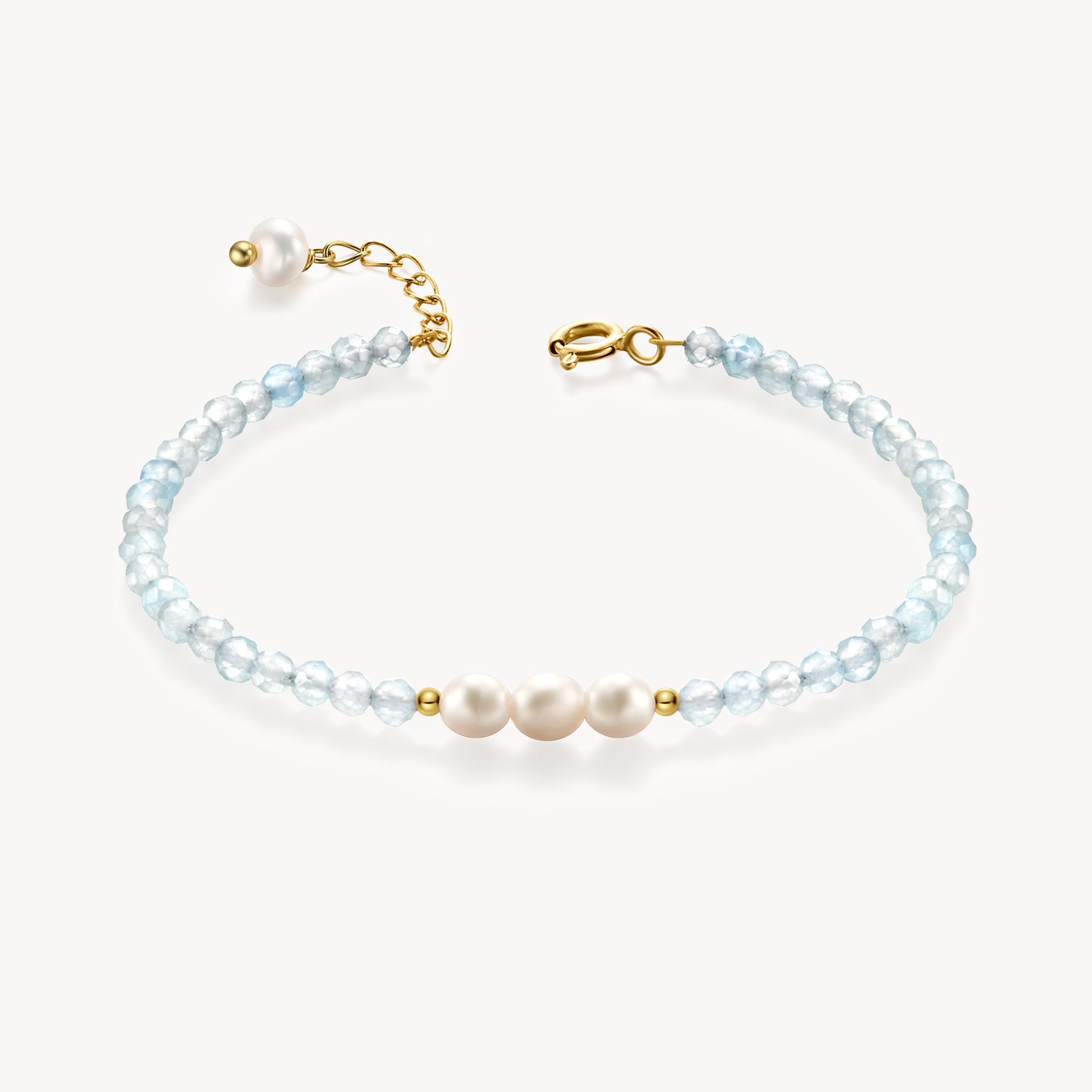 Pearl and Aquamarine Crystal Bracelet for Women