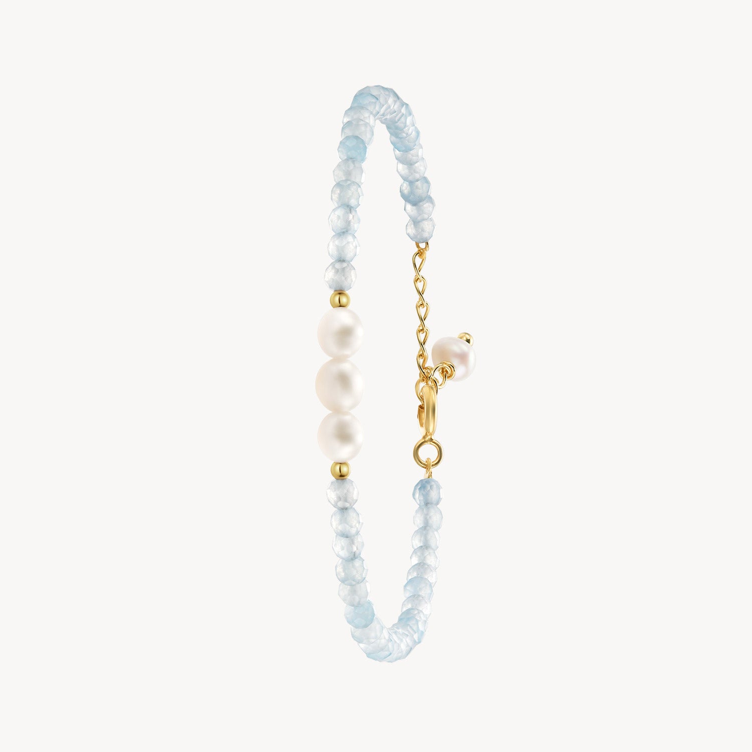 Pearl and Aquamarine Crystal Bracelet for Women