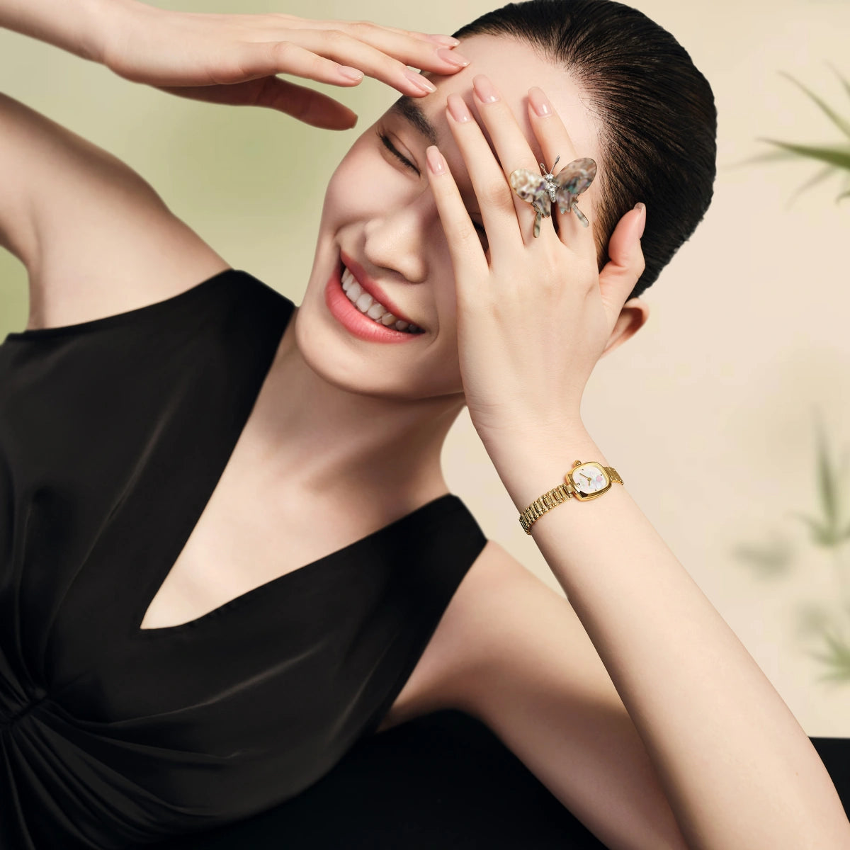 Gold Watches with Butterfly Dial Mother-of-Pearl