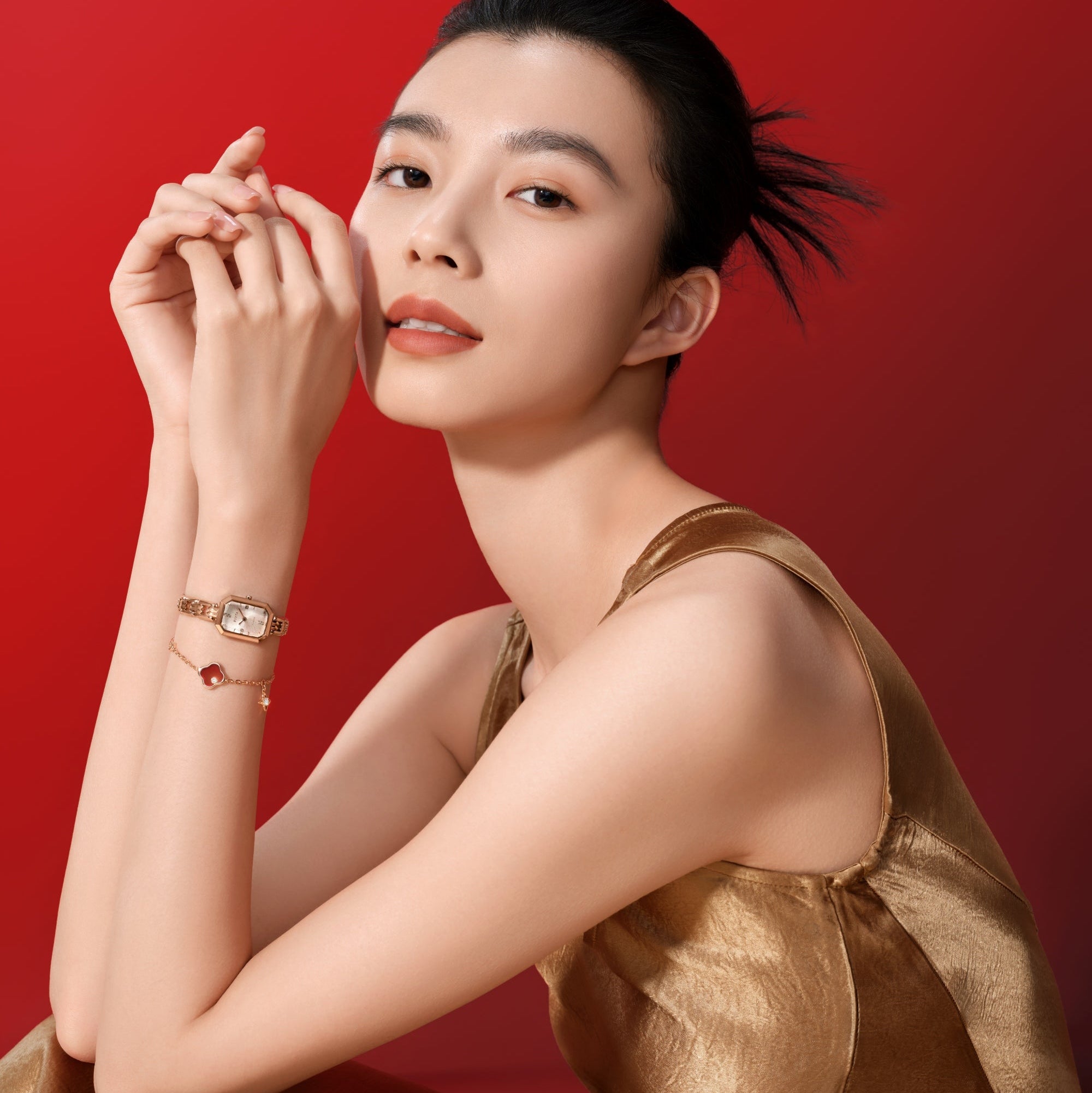 Eastern Grace Collection Women's Watch & Persimmon Bracelet Gift Set