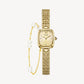 Gold Watches with Zircon Dial & Pearl Bracelet Gift Set - FIYTA