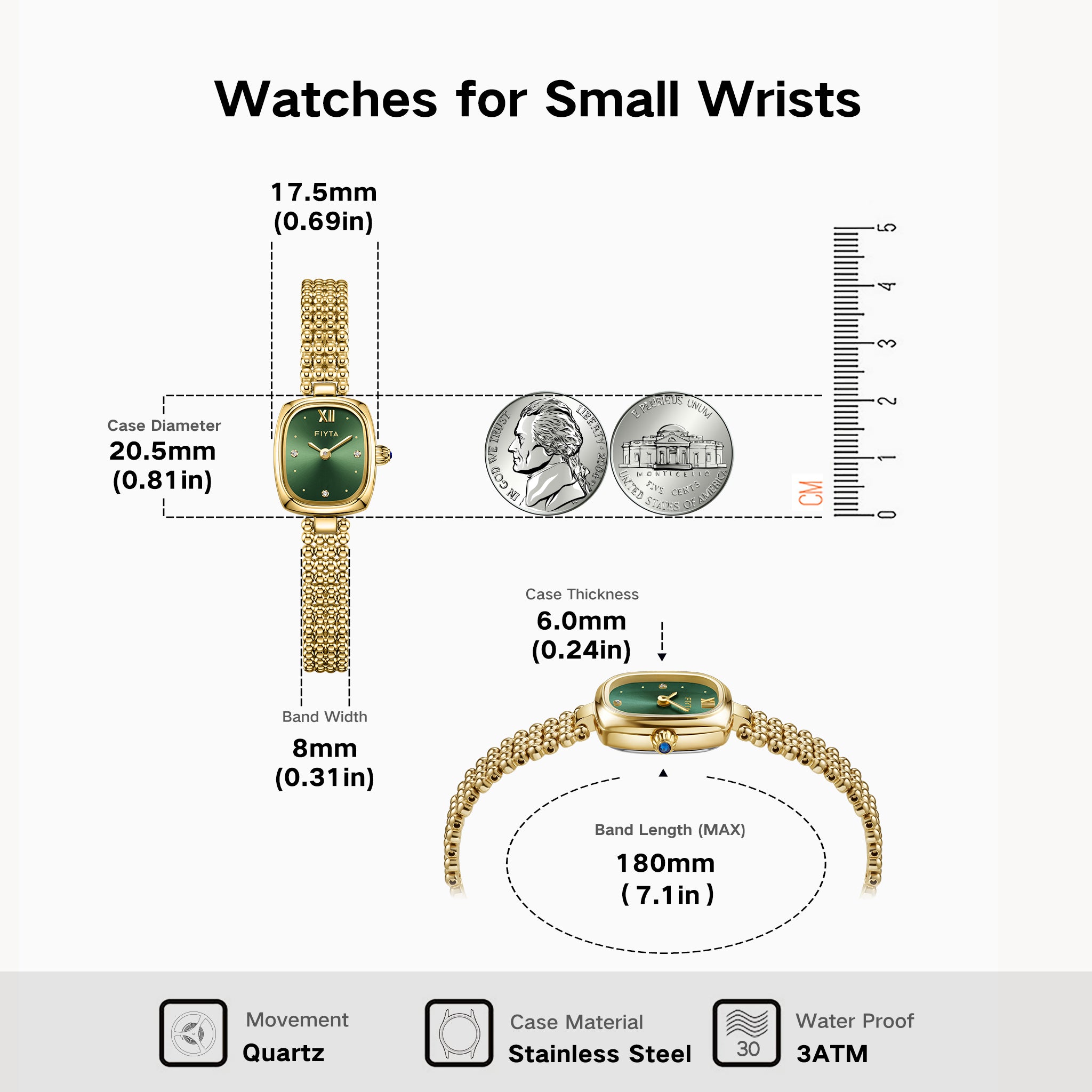 Gold Watches with Zircon Dial - FIYTA