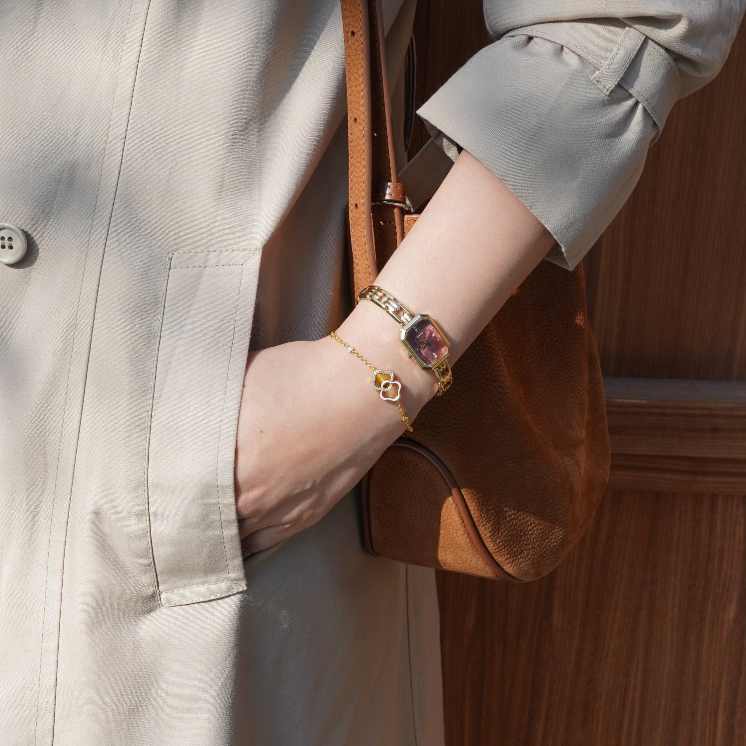 Eastern Grace Collection Women's Watch & Persimmon Bracelet Gift Set