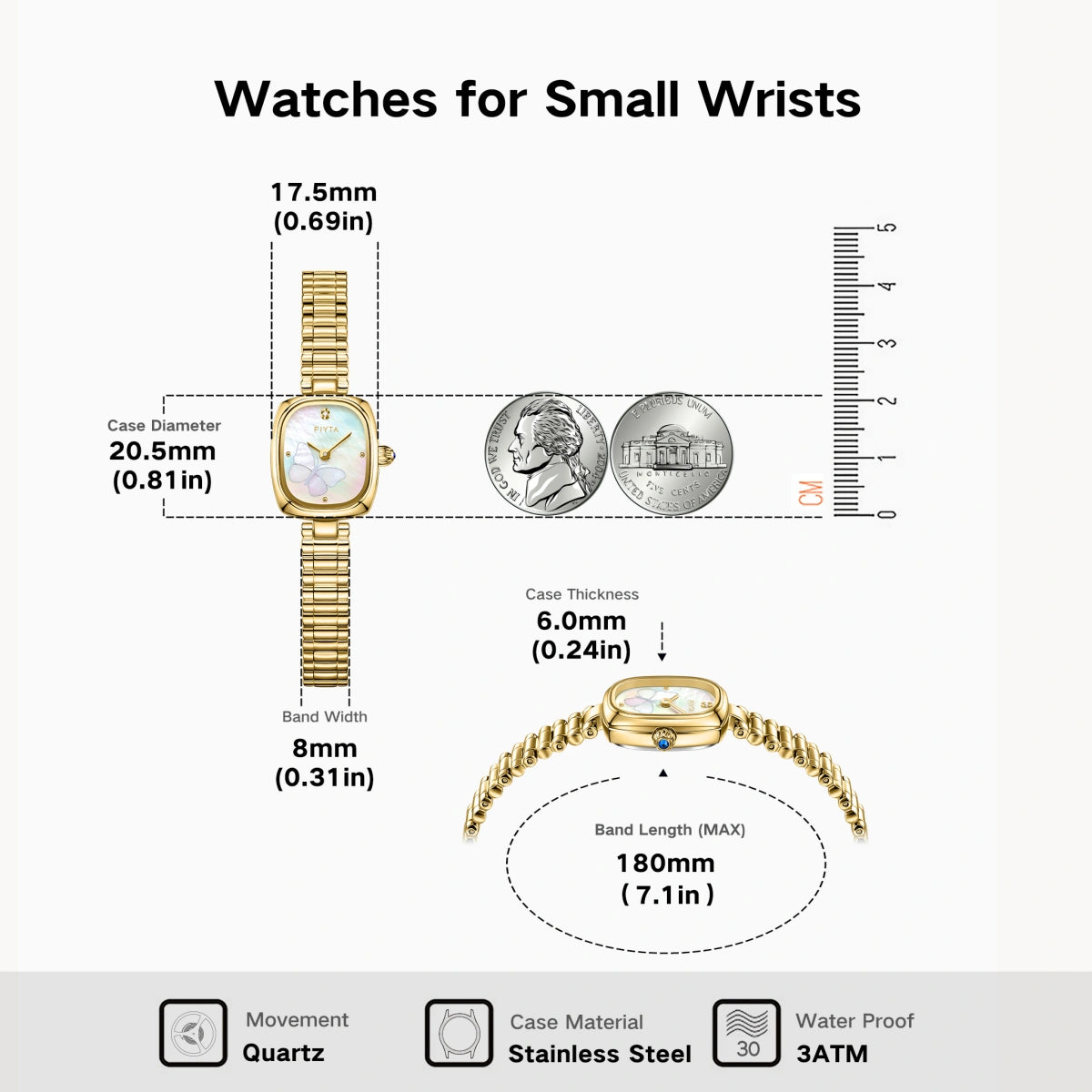 Gold Watches with Butterfly Dial Mother-of-Pearl