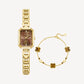 Eastern Grace Collection Women's Watch & Tiger’s Eye Clover Bracelet Gift Set
