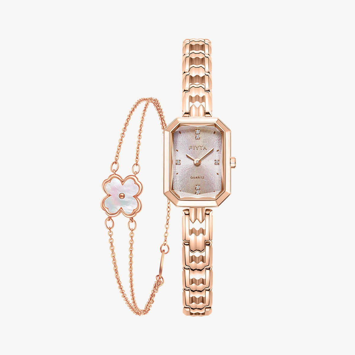 Eastern Grace Collection Women's Watch & Clover Bracelet Gift Set