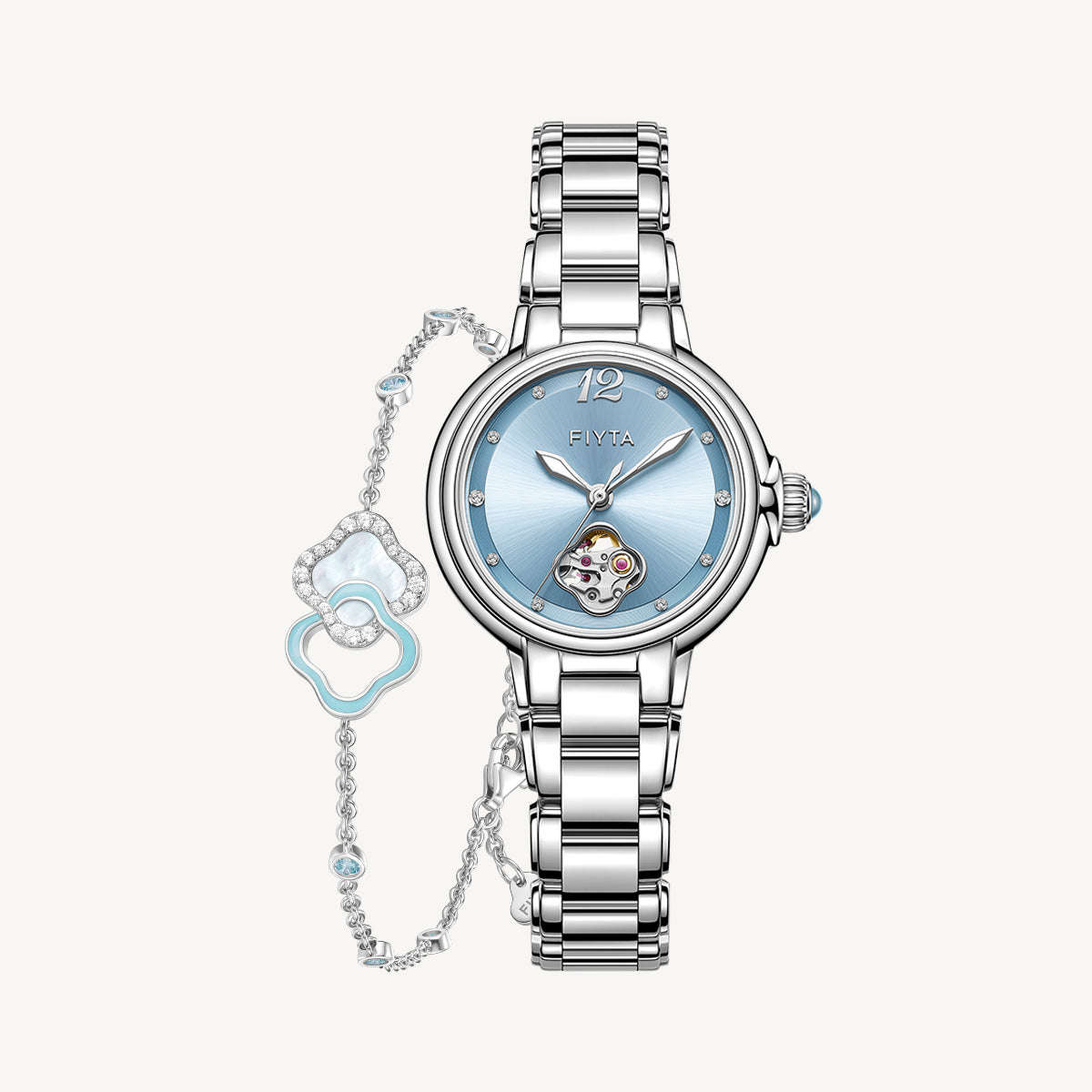 Enchanting Collection Women's Mechanical Watch & Persimmon Bracelet Gift Set