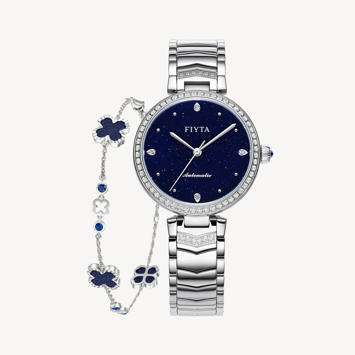 Heartstrings Collection Automatic Watch & Aventurine Clover Bracelet Gift Set