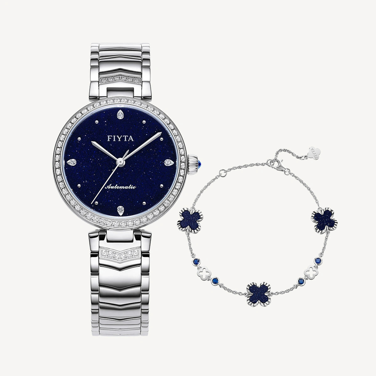 Heartstrings Collection Automatic Watch & Aventurine Clover Bracelet Gift Set